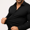 Jet black premium stretch dress shirt
