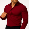 Burgundy stretch dress shirt close up