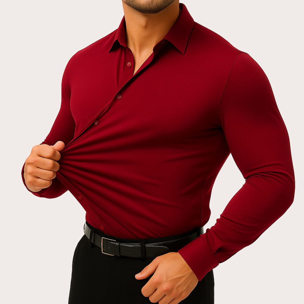 Burgundy premium stretch dress shirt